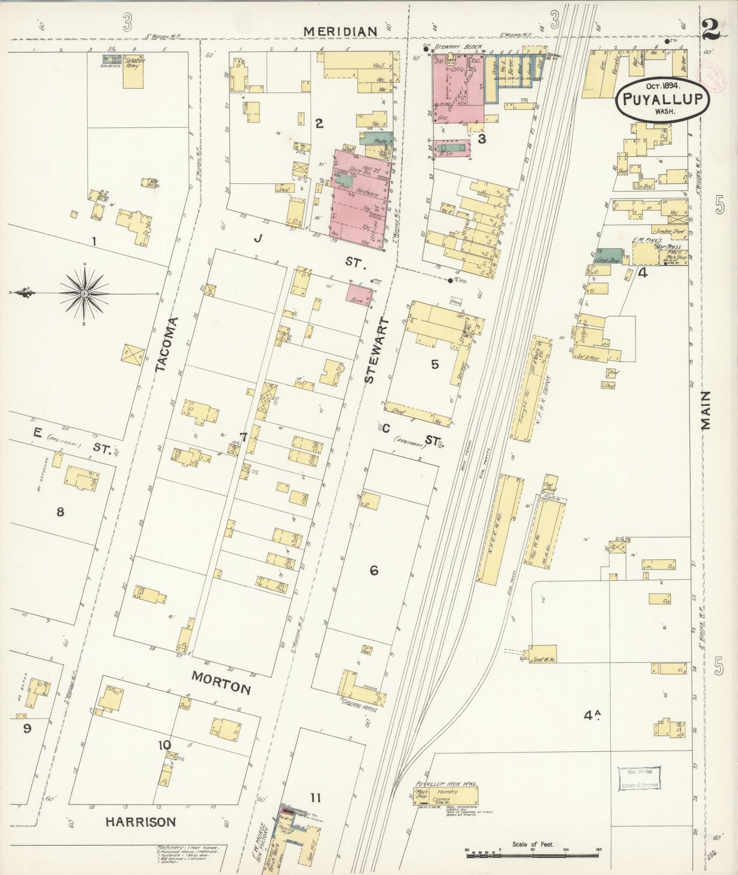 Sanborn Fire Insurance Map from Puyallup, Pierce County, Washington (1894), Sheet #0002 - Complete Map Set gallery image, historic Sanborn map, vintage wall art, Washington Washington