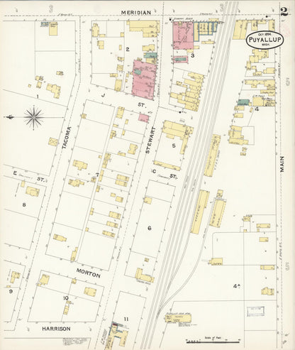 Sanborn Fire Insurance Map from Puyallup, Pierce County, Washington (1894), Sheet #0002 - Complete Map Set gallery image, historic Sanborn map, vintage wall art, Washington Washington