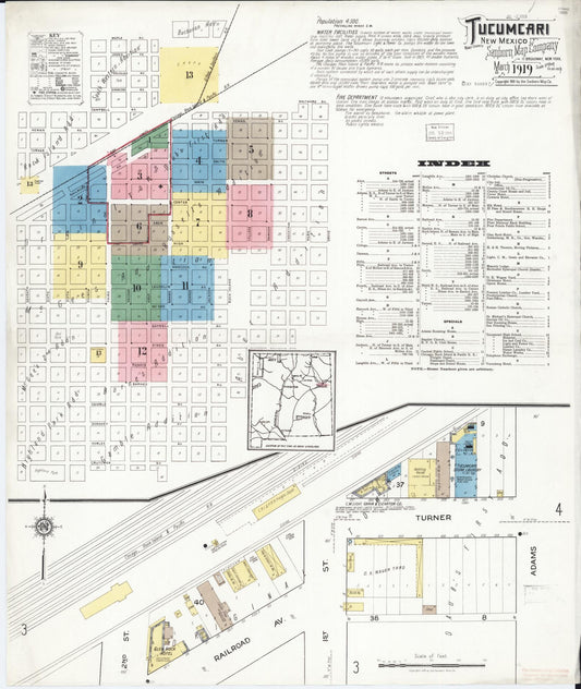 Sanborn Fire Insurance Map from Tucumcari, Quay County, New Mexico (1919), Sheet #0001 - Complete Map Set gallery image, historic Sanborn map, vintage wall art, New Mexico New Mexico