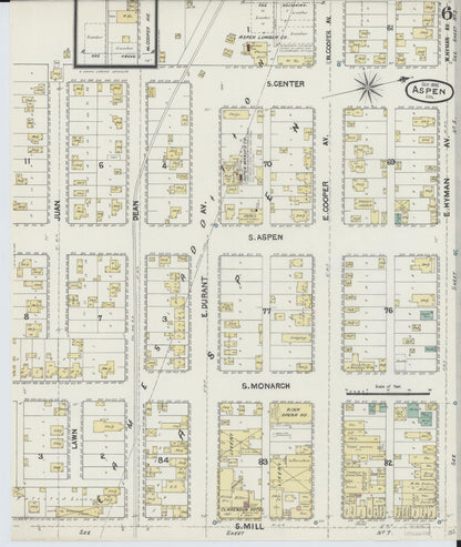 Sanborn Fire Insurance Map from Aspen, Pitkin County, Colorado (1890), Sheet #0006 - Complete Map Set gallery image, historic Sanborn map, vintage wall art, Colorado Colorado