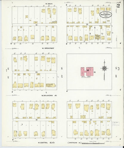 Sanborn Fire Insurance Map from Anadarko, Caddo County, Oklahoma (1910), Sheet #0002 - Complete Map Set gallery image, historic Sanborn map, vintage wall art, Oklahoma Oklahoma