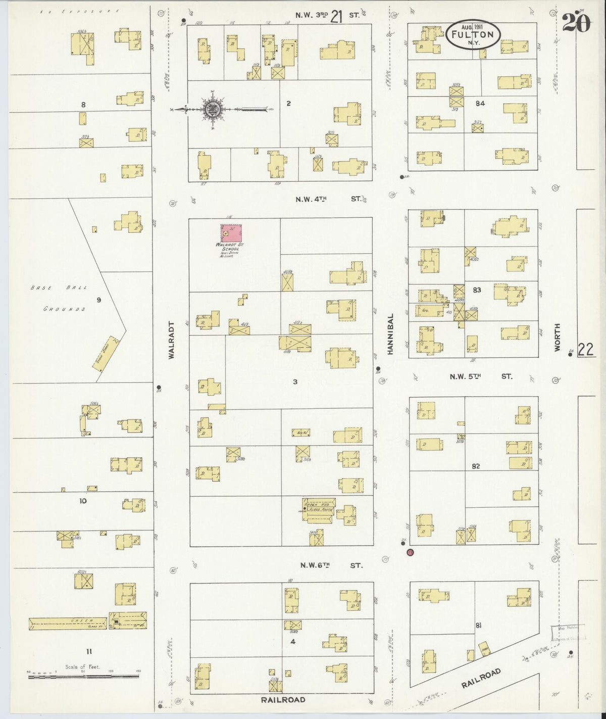 Sanborn Fire Insurance Map from Fulton, Oswego County, New York (1911), Sheet #0020 - Complete Map Set gallery image, historic Sanborn map, vintage wall art, New York New York