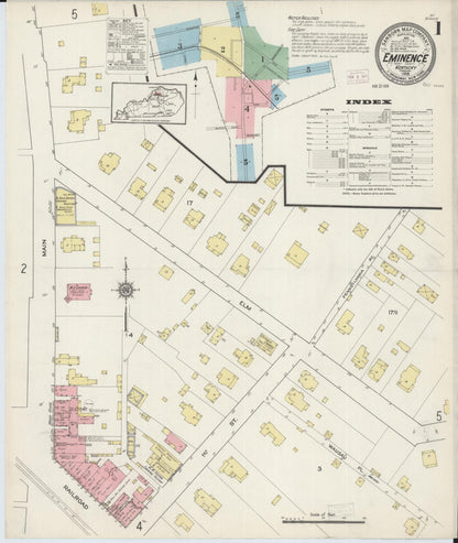 Sanborn Fire Insurance Map from Eminence, Henry County, Kentucky (1915), Sheet #0001 - Complete Map Set gallery image, historic Sanborn map, vintage wall art, Kentucky Kentucky