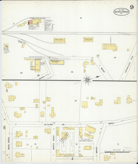 Sanborn Fire Insurance Map from Nicholasville, Jessamine County, Kentucky (1903), Sheet #0009 - Historic Sanborn Fire Insurance Map Print, vintage old map wall art, antique decor, genealogy gift, Kentucky Kentucky map