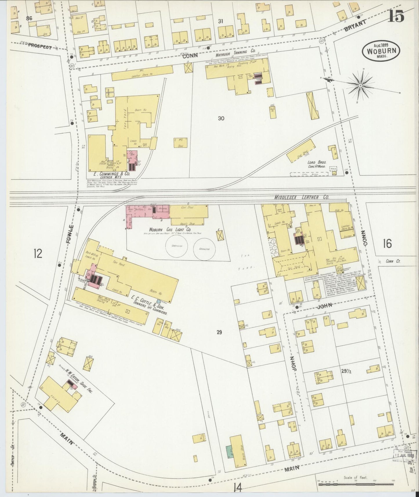 Sanborn Fire Insurance Map from Woburn, Middlesex County, Massachusetts (1899), Sheet #0015 - Complete Map Set gallery image, historic Sanborn map, vintage wall art, Massachusetts Massachusetts