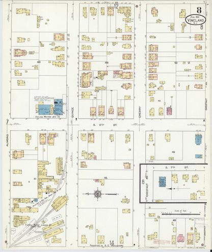 Sanborn Fire Insurance Map from Vineland, Cumberland County, New Jersey (1912), Sheet #0008 - Complete Map Set gallery image, historic Sanborn map, vintage wall art, New Jersey New Jersey