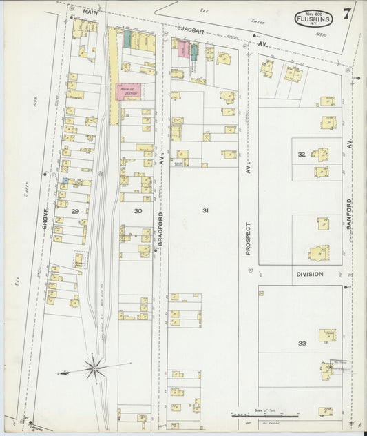 Sanborn Fire Insurance Map from Flushing, Queens County, New York (1892), Sheet #0007 - Historic Sanborn Fire Insurance Map Print, vintage old map wall art, antique decor, genealogy gift, New York New York map
