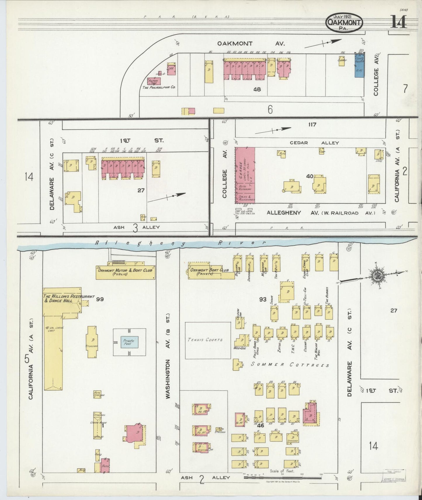 Sanborn Fire Insurance Map from Oakmont, Allegheny County, Pennsylvania (1921), Sheet #0014 - Complete Map Set gallery image, historic Sanborn map, vintage wall art, Pennsylvania Pennsylvania