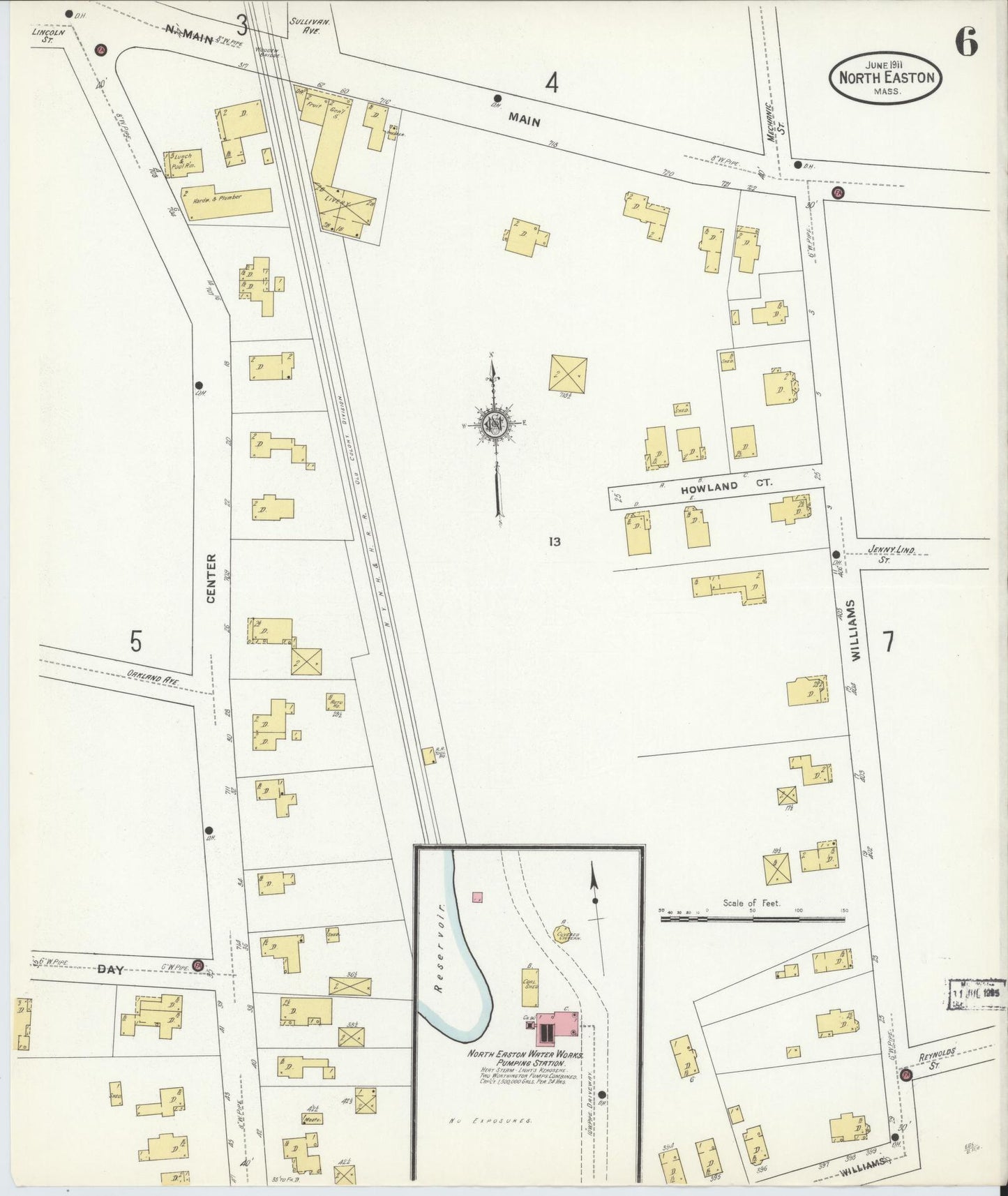 Sanborn Fire Insurance Map from North Easton, Bristol County, Massachusetts (1911), Sheet #0006 - Complete Map Set gallery image, historic Sanborn map, vintage wall art, Massachusetts Massachusetts