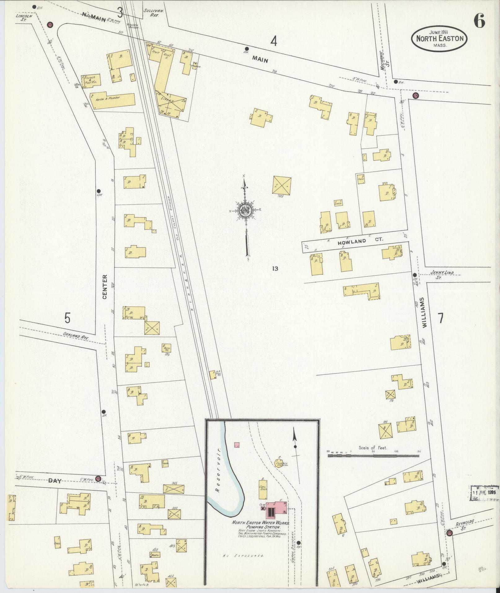 Sanborn Fire Insurance Map from North Easton, Bristol County, Massachusetts (1911), Sheet #0006 - Complete Map Set gallery image, historic Sanborn map, vintage wall art, Massachusetts Massachusetts