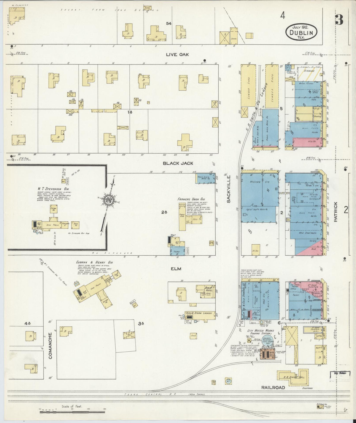 Sanborn Fire Insurance Map from Dublin, Erath County, Texas (1912), Sheet #0003 - Complete Map Set gallery image, historic Sanborn map, vintage wall art, Texas Texas