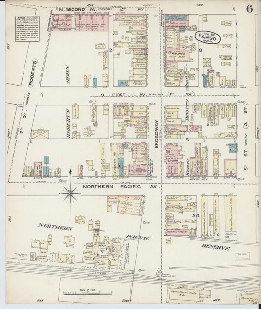 Sanborn Fire Insurance Map from Fargo, Cass County, North Dakota (1884), Sheet #0006 - Historic Sanborn Fire Insurance Map Print, vintage old map wall art, antique decor, genealogy gift, North Dakota North Dakota map