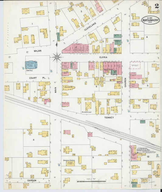 Sanborn Fire Insurance Map from North Amherst, Lorain County, Ohio (1901), Sheet #0002 - Historic Sanborn Fire Insurance Map Print, vintage old map wall art, antique decor, genealogy gift, Ohio Ohio map