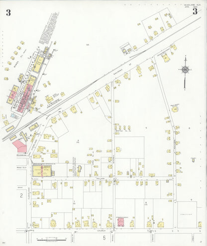 Sanborn Fire Insurance Map from Headland, Henry County, Alabama (1934), Sheet #0003 - Complete Map Set gallery image, historic Sanborn map, vintage wall art, Alabama Alabama