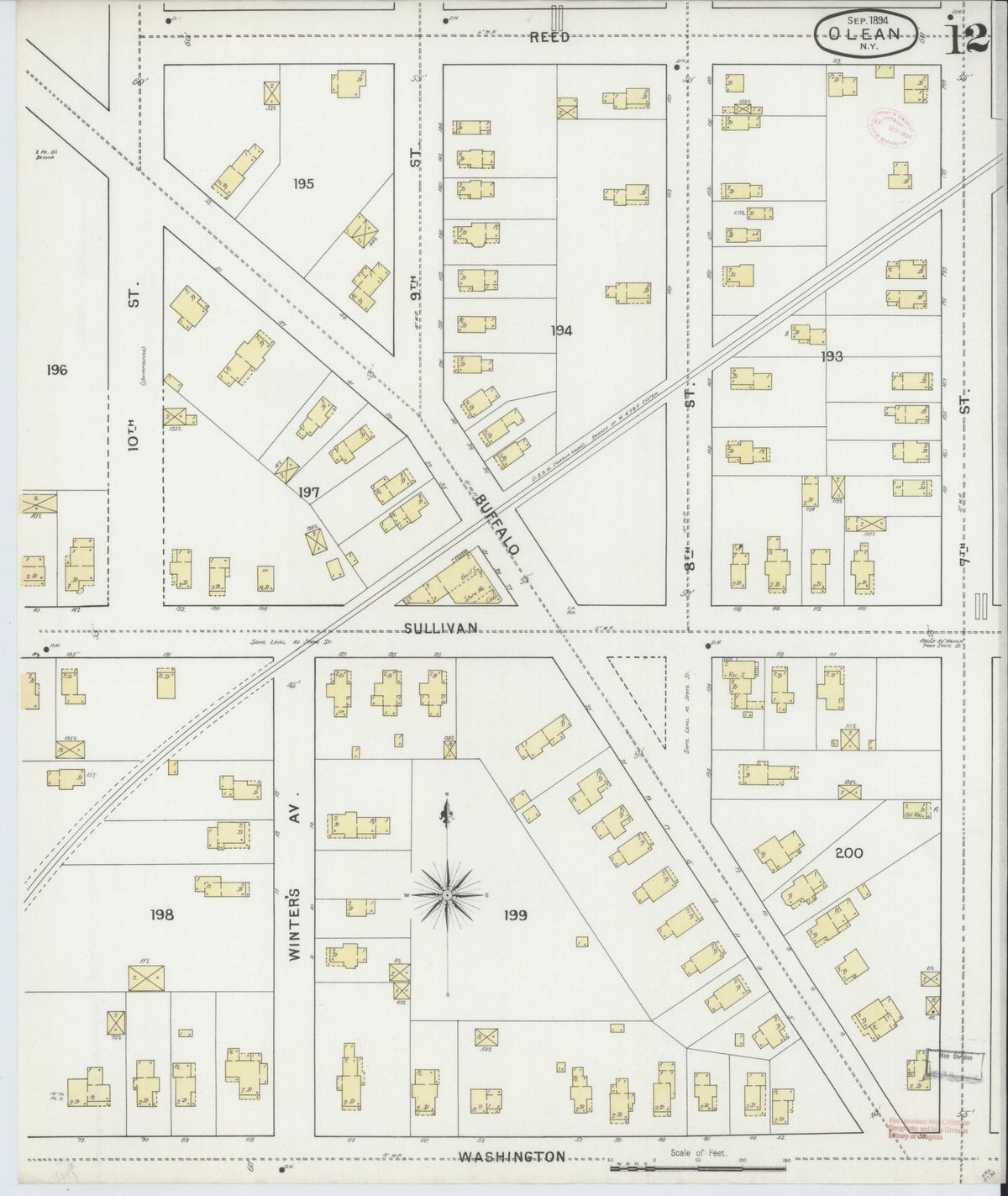 Sanborn Fire Insurance Map from Olean, Cattaraugus County, New York (1894), Sheet #0012 - Complete Map Set gallery image, historic Sanborn map, vintage wall art, New York New York