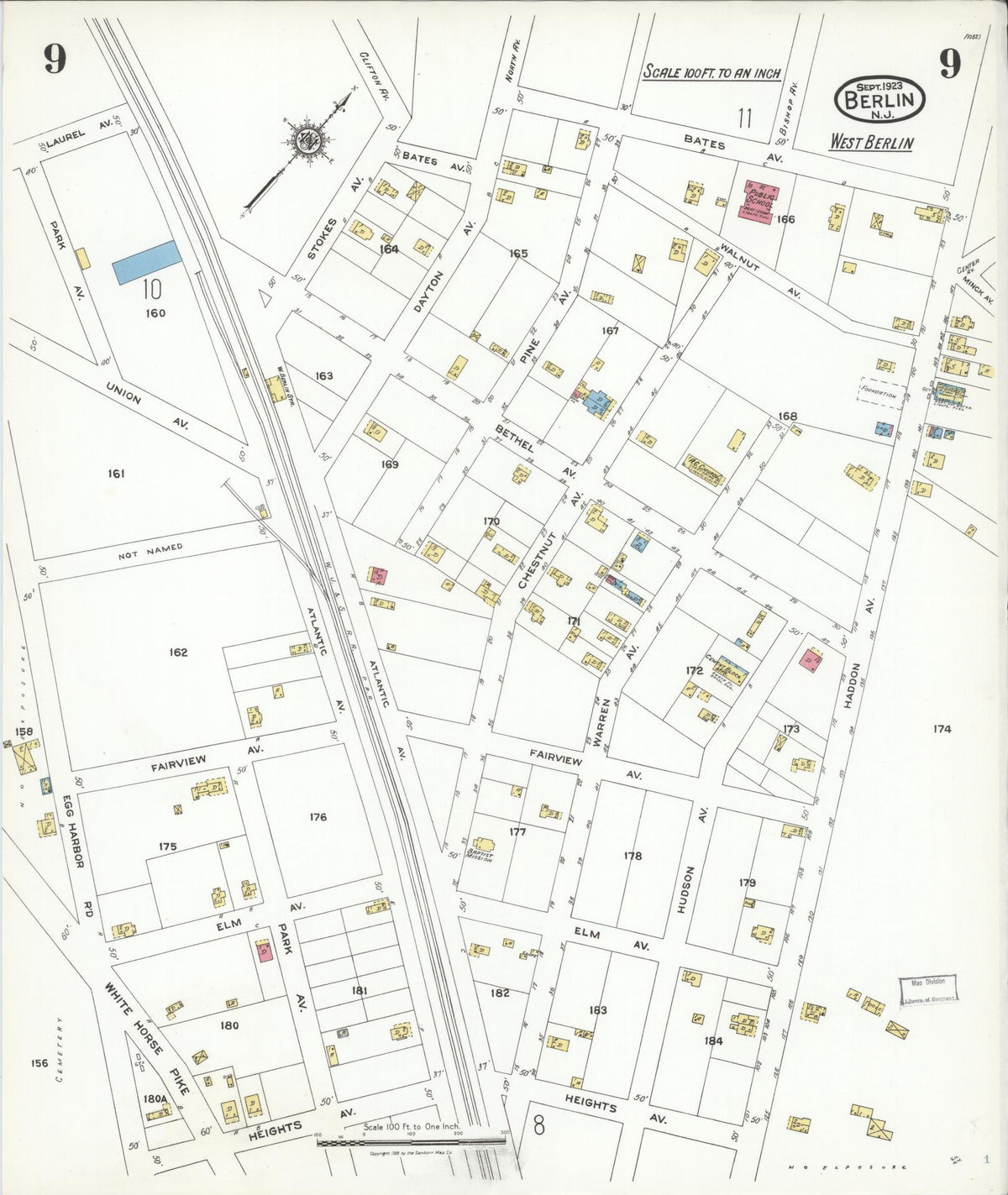 Sanborn Fire Insurance Map from Berlin, Camden County, New Jersey (1923), Sheet #0009