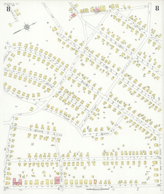 Sanborn Fire Insurance Map from Kannapolis, Rowan And Cabarrus Counties, North Carolina (1932), Sheet #0008 - Historic Sanborn Fire Insurance Map Print, vintage old map wall art, antique decor, genealogy gift, North Carolina North Carolina map