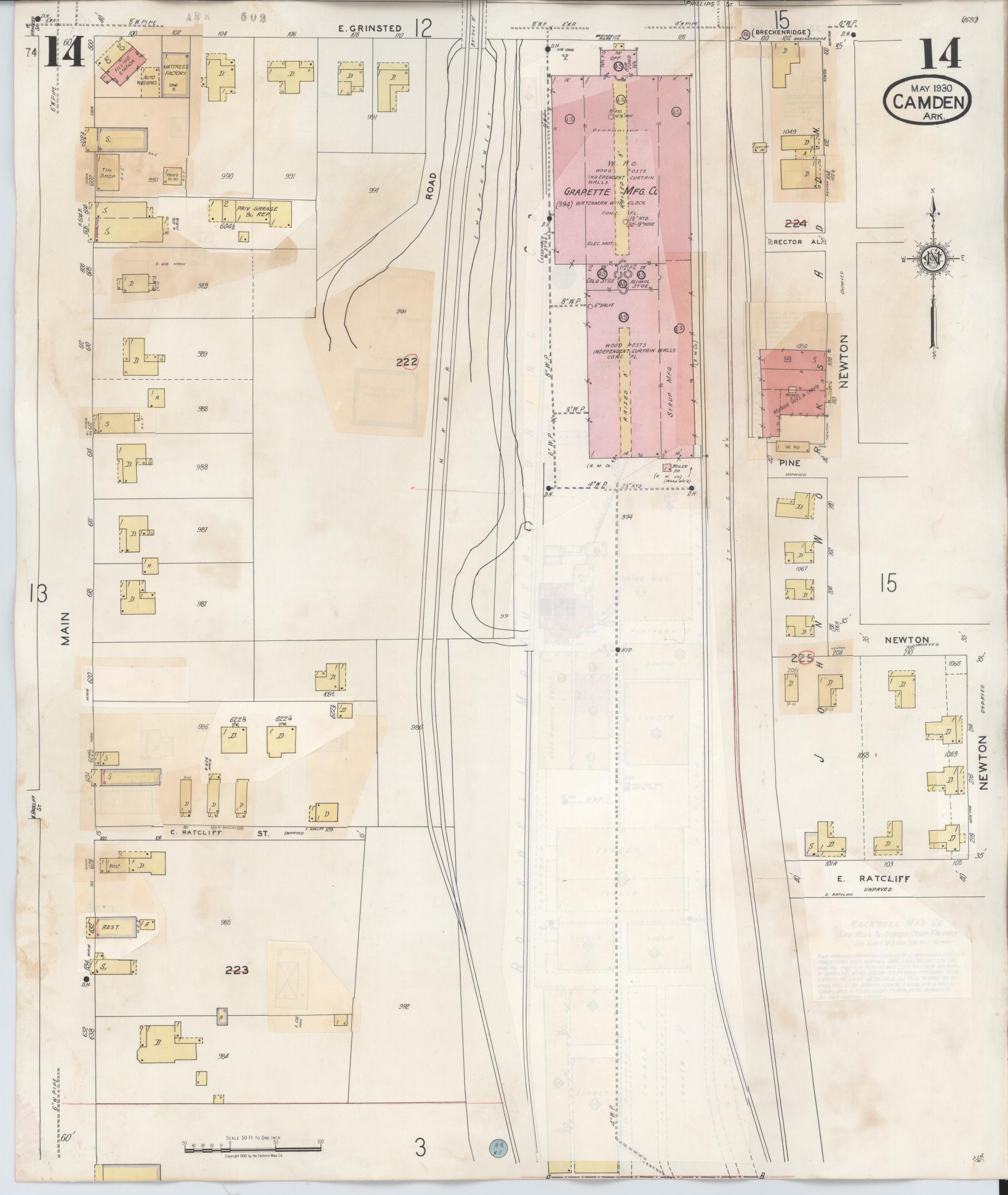 Sanborn Fire Insurance Map from Camden, Ouachita County, Arkansas (1948), Sheet #0014 - Complete Map Set gallery image, historic Sanborn map, vintage wall art, Arkansas Arkansas