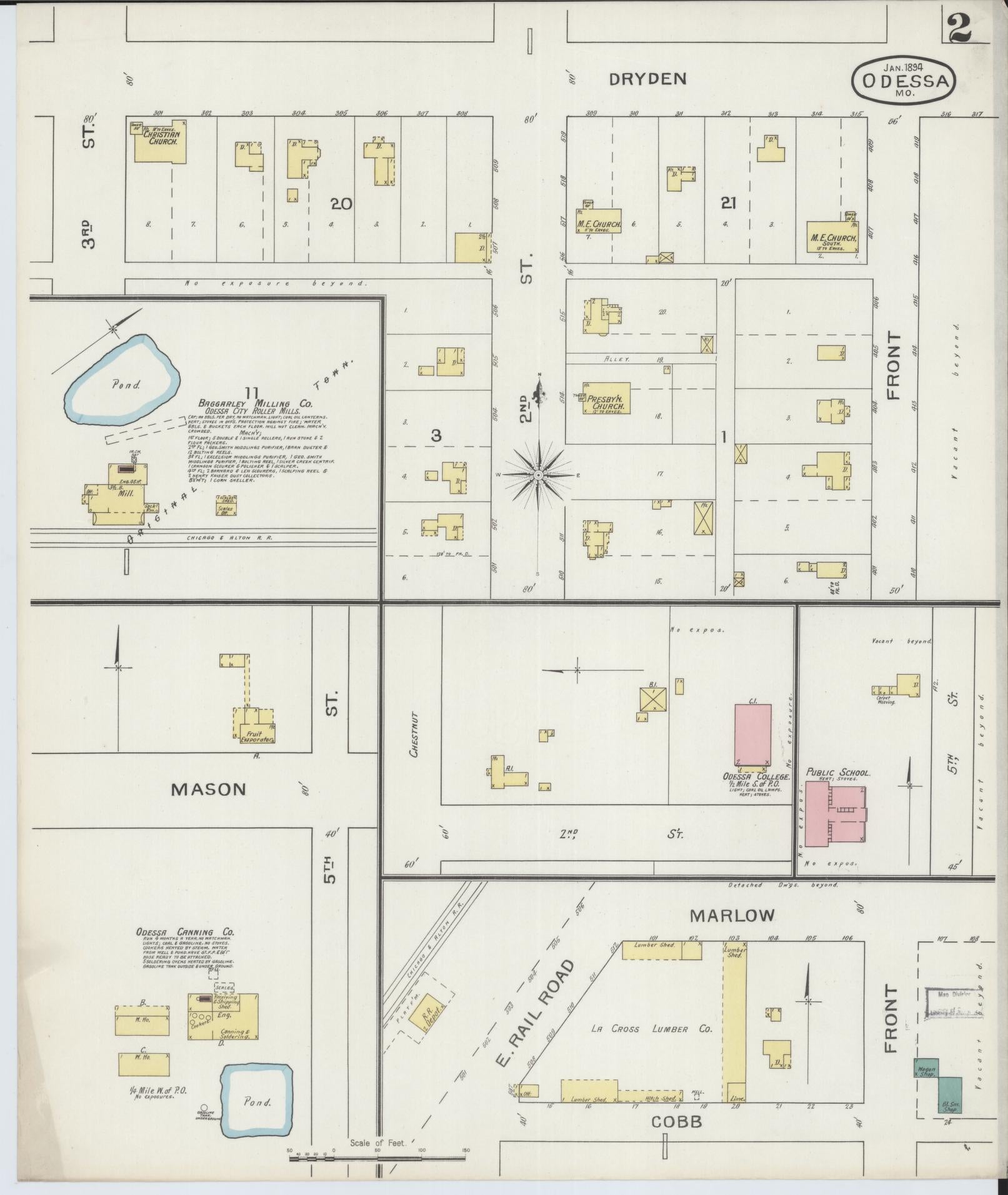 Sanborn Fire Insurance Map from Odessa, Lafayette County, Missouri (1894), Sheet #0002 - Historic Sanborn Fire Insurance Map Print, vintage old map wall art, antique decor, genealogy gift, Missouri Missouri map