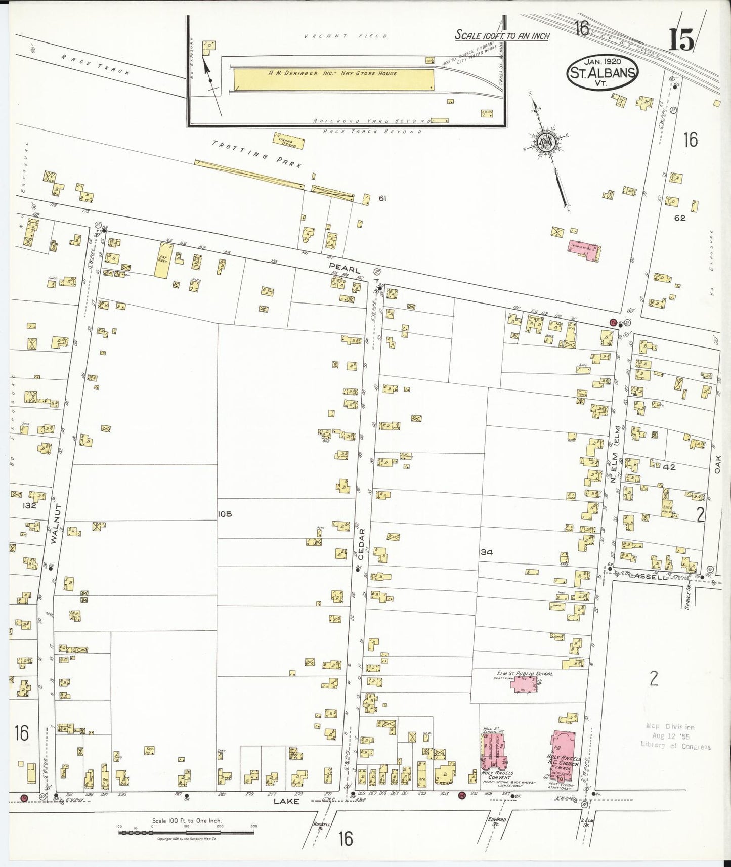 Sanborn Fire Insurance Map from Saint Albans, Franklin County, Vermont (1920), Sheet #0015 - Complete Map Set gallery image, historic Sanborn map, vintage wall art, Vermont Vermont