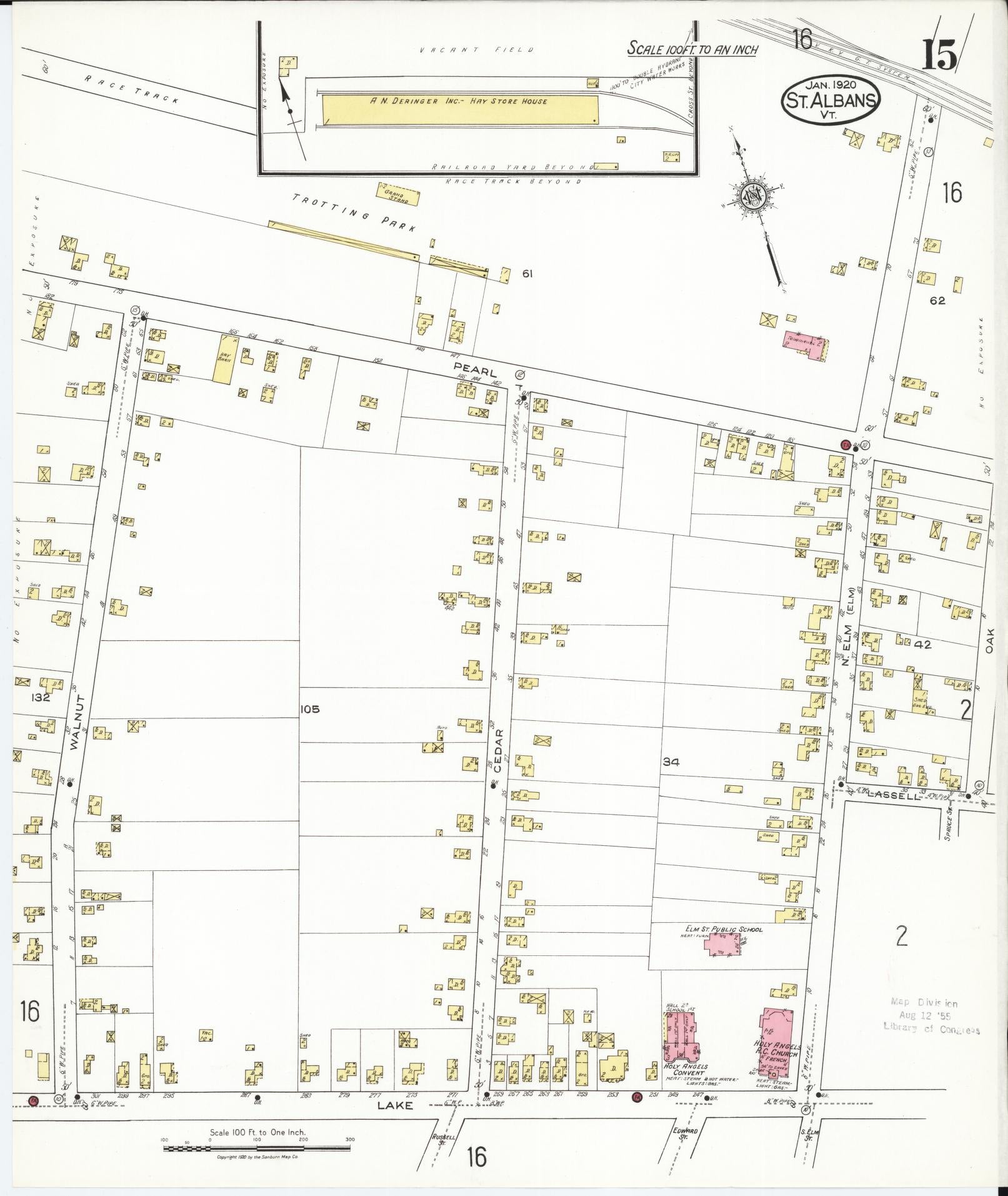 Sanborn Fire Insurance Map from Saint Albans, Franklin County, Vermont (1920), Sheet #0015 - Complete Map Set gallery image, historic Sanborn map, vintage wall art, Vermont Vermont
