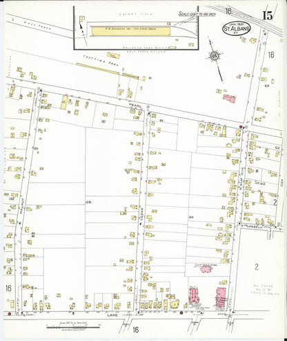 Sanborn Fire Insurance Map from Saint Albans, Franklin County, Vermont (1920), Sheet #0015 - Complete Map Set gallery image, historic Sanborn map, vintage wall art, Vermont Vermont