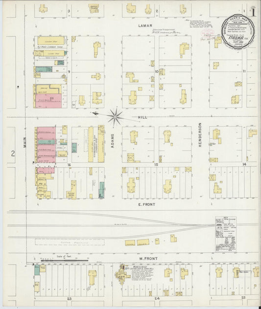 Sanborn Fire Insurance Map from Itasca, Hill County, Texas (1896), Sheet #0001 - Historic Sanborn Fire Insurance Map Print, vintage old map wall art, antique decor, genealogy gift, Texas Texas map