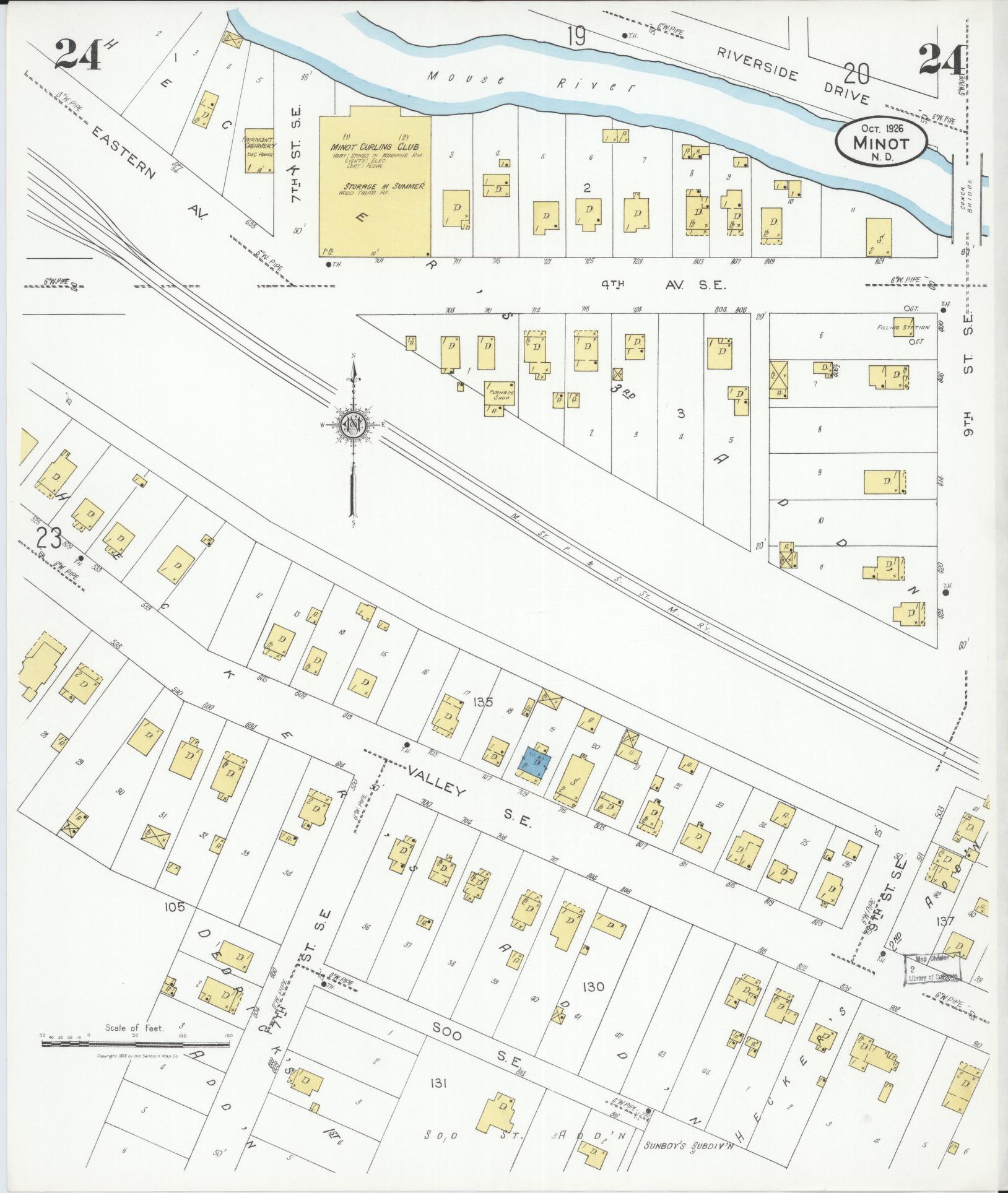 Sanborn Fire Insurance Map from Minot, Ward County, North Dakota (1926), Sheet #0024 - Complete Map Set gallery image, historic Sanborn map, vintage wall art, North Dakota North Dakota