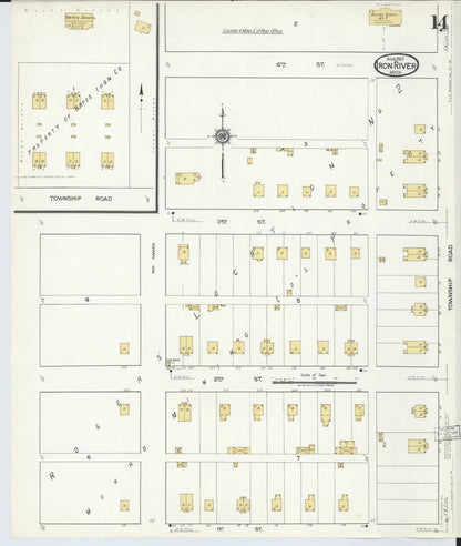 Sanborn Fire Insurance Map from Iron River, Iron County, Michigan (1917), Sheet #0014 - Historic Sanborn Fire Insurance Map Print, vintage old map wall art, antique decor, genealogy gift, Michigan Michigan map