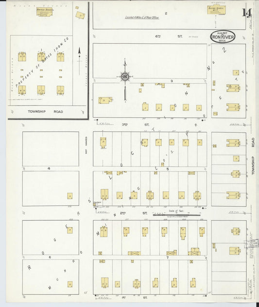 Sanborn Fire Insurance Map from Iron River, Iron County, Michigan (1917), Sheet #0014 - Historic Sanborn Fire Insurance Map Print, vintage old map wall art, antique decor, genealogy gift, Michigan Michigan map