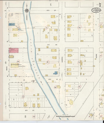 Sanborn Fire Insurance Map from Lisbon, Ransom County, North Dakota (1945), Sheet #0007 - Complete Map Set gallery image, historic Sanborn map, vintage wall art, North Dakota North Dakota