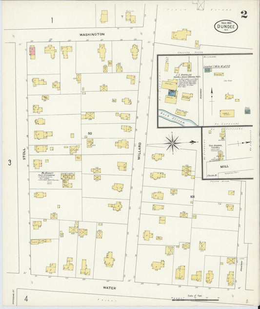 Sanborn Fire Insurance Map from Dundee, Yates County, New York (1909), Sheet #0002 - Historic Sanborn Fire Insurance Map Print, vintage old map wall art, antique decor, genealogy gift, New York New York map