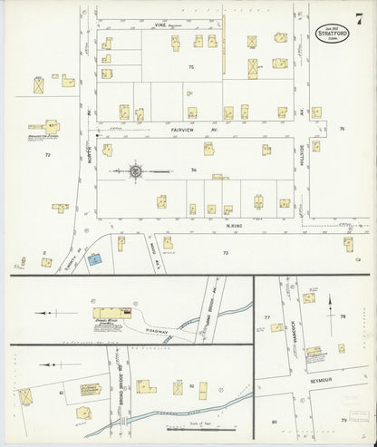 Sanborn Fire Insurance Map from Stratford, Fairfield County, Connecticut (1912), Sheet #0007 - Complete Map Set gallery image, historic Sanborn map, vintage wall art, Connecticut Connecticut