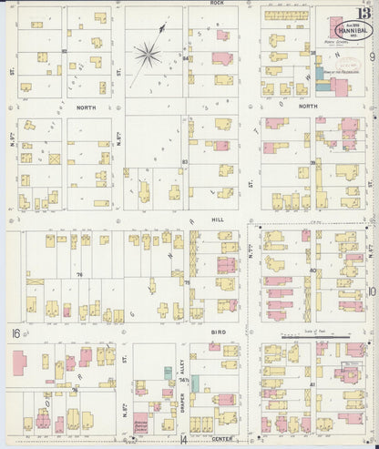 Sanborn Fire Insurance Map from Hannibal, Marion County, Missouri (1899), Sheet #0013 - Complete Map Set gallery image, historic Sanborn map, vintage wall art, Missouri Missouri