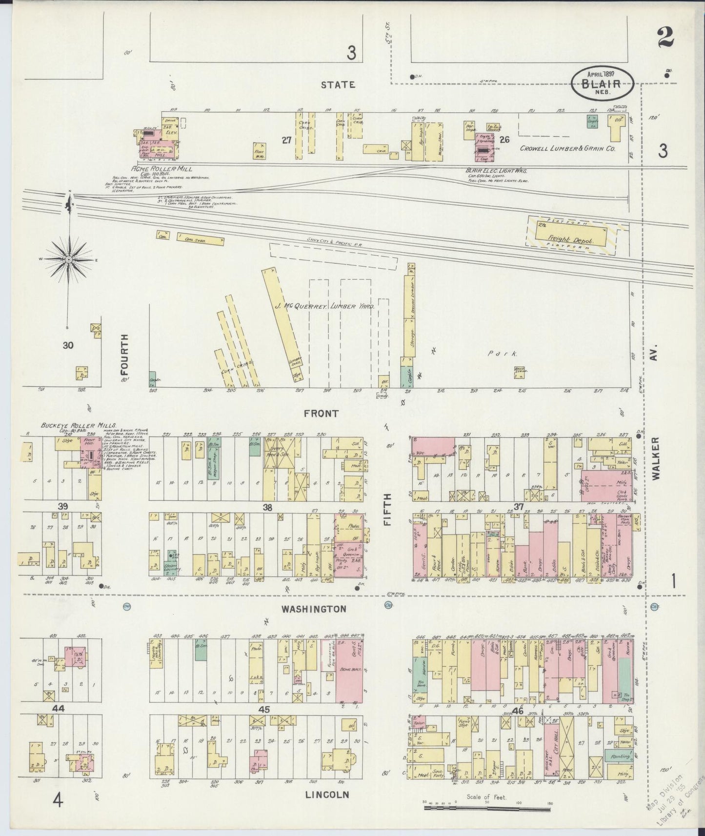Sanborn Fire Insurance Map from Blair, Washington County, Nebraska (1897), Sheet #0002 - Complete Map Set gallery image, historic Sanborn map, vintage wall art, Nebraska Nebraska