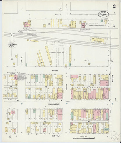 Sanborn Fire Insurance Map from Blair, Washington County, Nebraska (1897), Sheet #0002 - Complete Map Set gallery image, historic Sanborn map, vintage wall art, Nebraska Nebraska