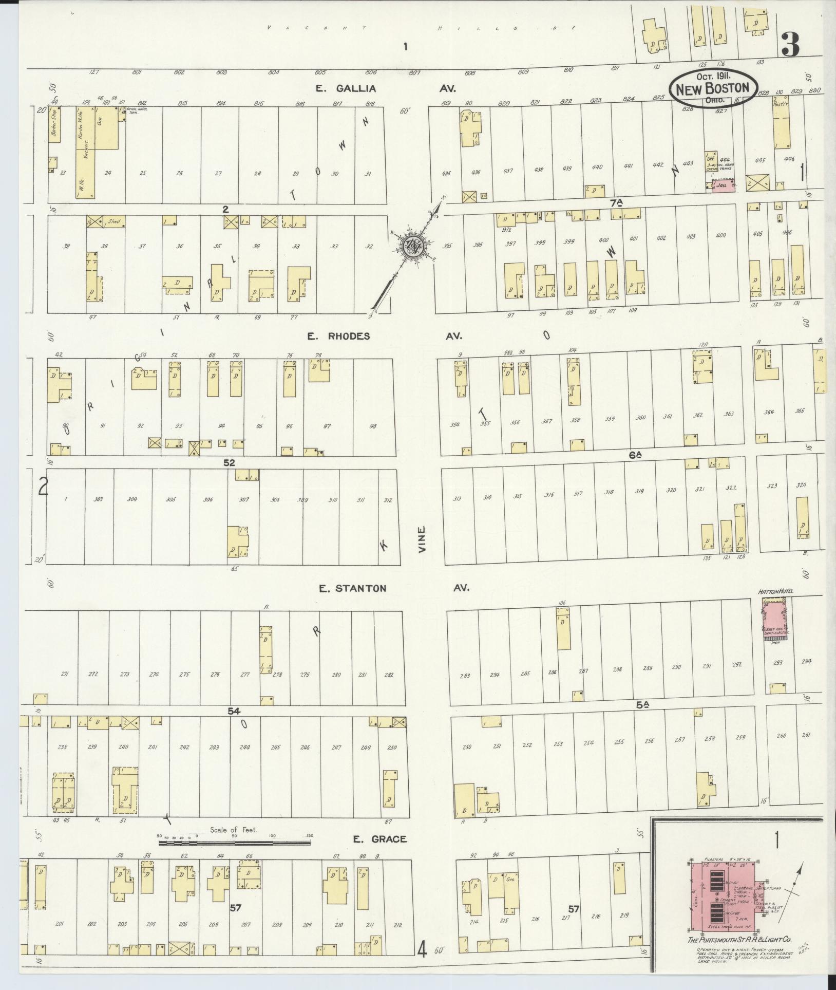 Sanborn Fire Insurance Map from New Boston, Scioto County, Ohio (1911), Sheet #0003 - Complete Map Set gallery image, historic Sanborn map, vintage wall art, Ohio Ohio