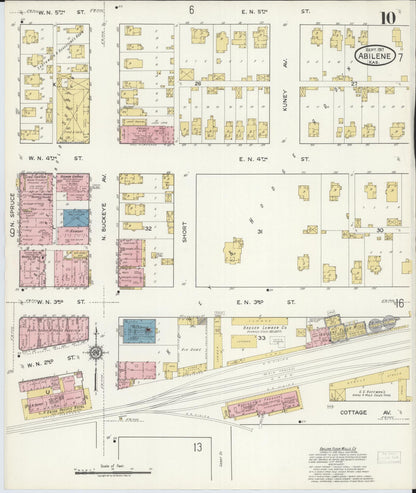 Sanborn Fire Insurance Map from Abilene, Dickinson County, Kansas (1917), Sheet #0010 - Complete Map Set gallery image, historic Sanborn map, vintage wall art, Kansas Kansas