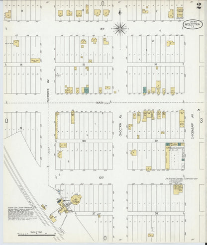 Sanborn Fire Insurance Map from Weleetka, Okfuskee County, Oklahoma (1905), Sheet #0002 - Complete Map Set gallery image, historic Sanborn map, vintage wall art, Oklahoma Oklahoma