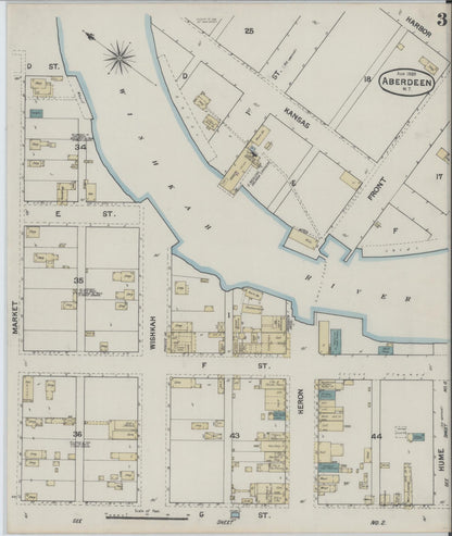 Sanborn Fire Insurance Map from Aberdeen, Grays Harbor County, Washington (1889), Sheet #0003 - Complete Map Set gallery image, historic Sanborn map, vintage wall art, Washington Washington