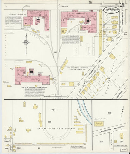 Sanborn Fire Insurance Map from Shelbyville, Shelby County, Indiana (1916), Sheet #0021 - Complete Map Set gallery image, historic Sanborn map, vintage wall art, Indiana Indiana