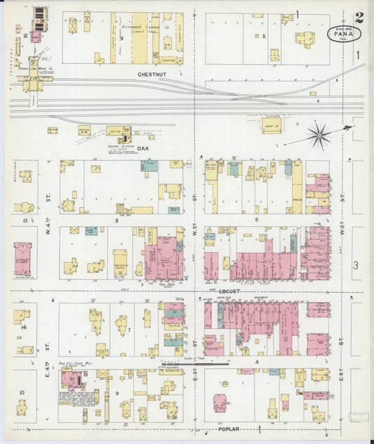 Sanborn Fire Insurance Map from Pana, Christian County, Illinois (1902), Sheet #0002 - Historic Sanborn Fire Insurance Map Print, vintage old map wall art, antique decor, genealogy gift, Illinois Illinois map