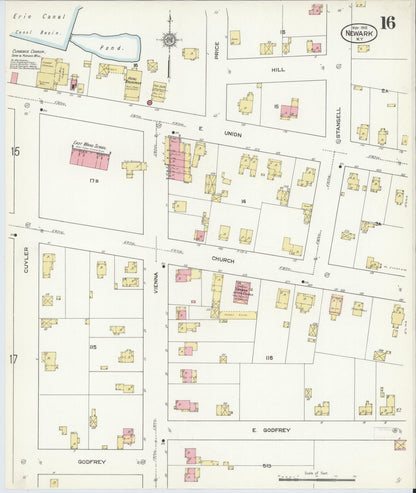 Sanborn Fire Insurance Map from Newark, Wayne County, New York (1912), Sheet #0016 - Complete Map Set gallery image, historic Sanborn map, vintage wall art, New York New York