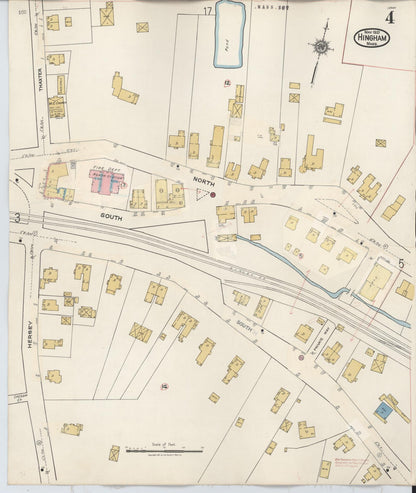 Sanborn Fire Insurance Map from Hingham, Plymouth County, Massachusetts (1948), Sheet #0004 - Historic Sanborn Fire Insurance Map Print, vintage old map wall art, antique decor, genealogy gift, Massachusetts Massachusetts map