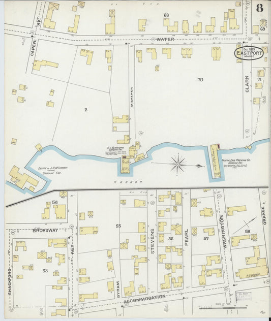 Sanborn Fire Insurance Map from Eastport, Washington County, Maine (1893), Sheet #0008 - Historic Sanborn Fire Insurance Map Print, vintage old map wall art, antique decor, genealogy gift, Maine Maine map