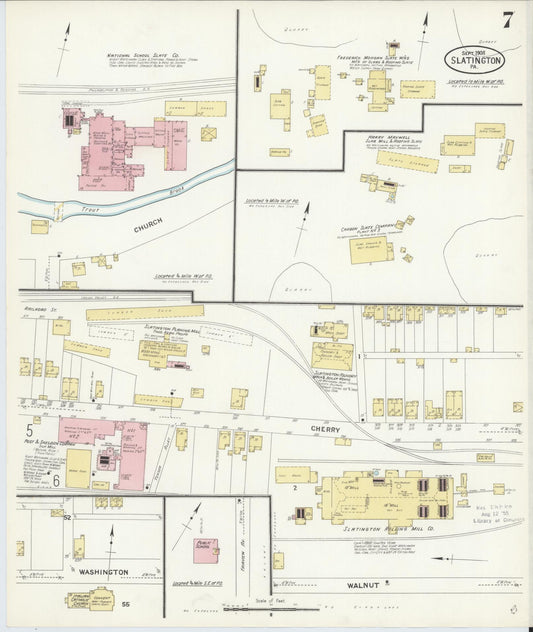 Sanborn Fire Insurance Map from Slatington, Lehigh County, Pennsylvania (1908), Sheet #0007 - Historic Sanborn Fire Insurance Map Print, vintage old map wall art, antique decor, genealogy gift, Pennsylvania Pennsylvania map