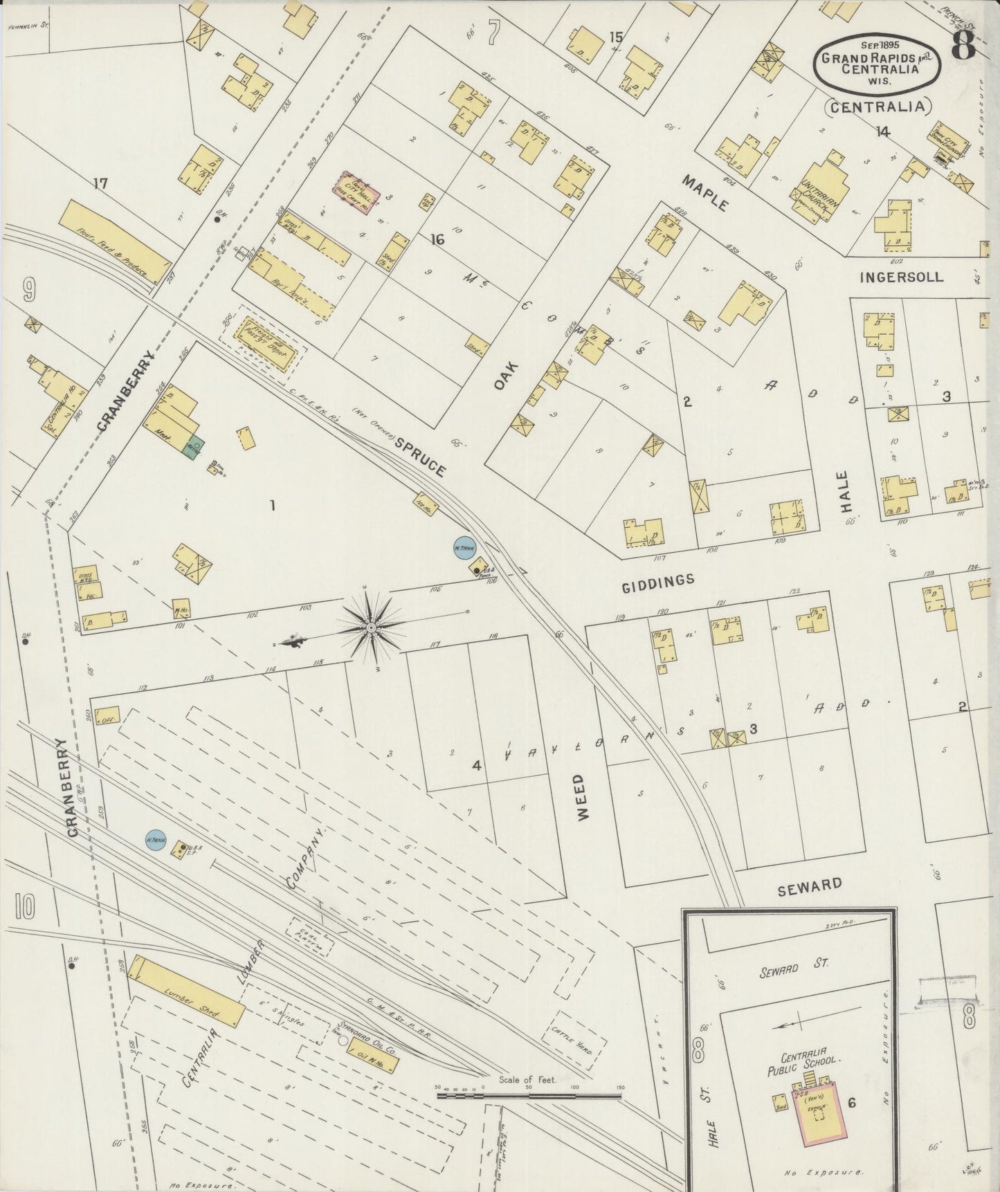 Sanborn Fire Insurance Map from Grand Rapids, Wood County, Wisconsin (1895), Sheet #0008 - Complete Map Set gallery image, historic Sanborn map, vintage wall art, Wisconsin Wisconsin