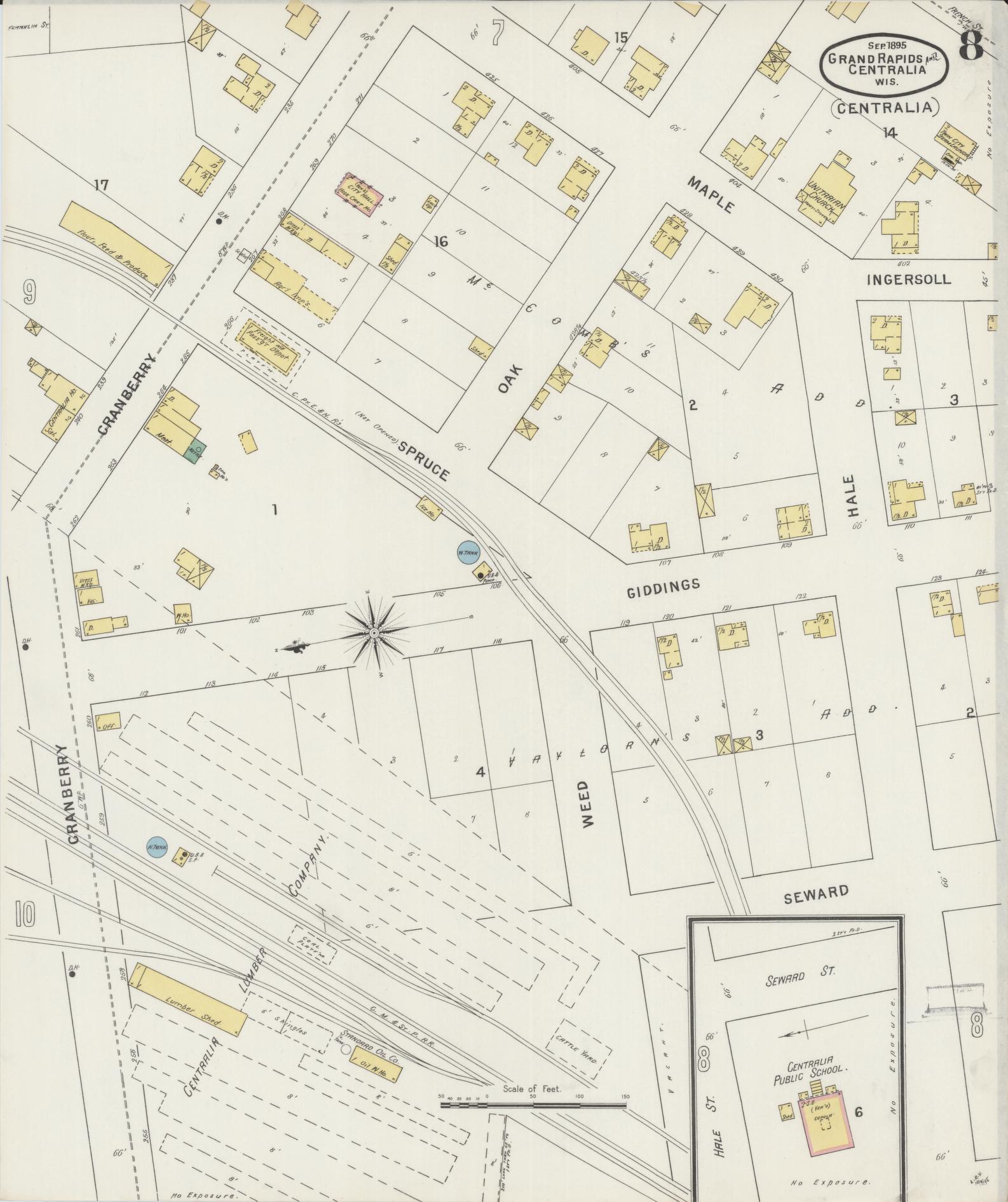 Sanborn Fire Insurance Map from Grand Rapids, Wood County, Wisconsin (1895), Sheet #0008 - Complete Map Set gallery image, historic Sanborn map, vintage wall art, Wisconsin Wisconsin