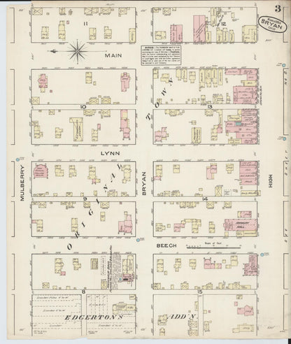 Sanborn Fire Insurance Map from Bryan, Williams County, Ohio (1884), Sheet #0003 - Historic Sanborn Fire Insurance Map Print, vintage old map wall art, antique decor, genealogy gift, Ohio Ohio map