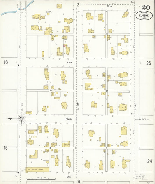 Sanborn Fire Insurance Map from Eugene, Lane County, Oregon (1902), Sheet #0020 - Historic Sanborn Fire Insurance Map Print, vintage old map wall art, antique decor, genealogy gift, Oregon Oregon map